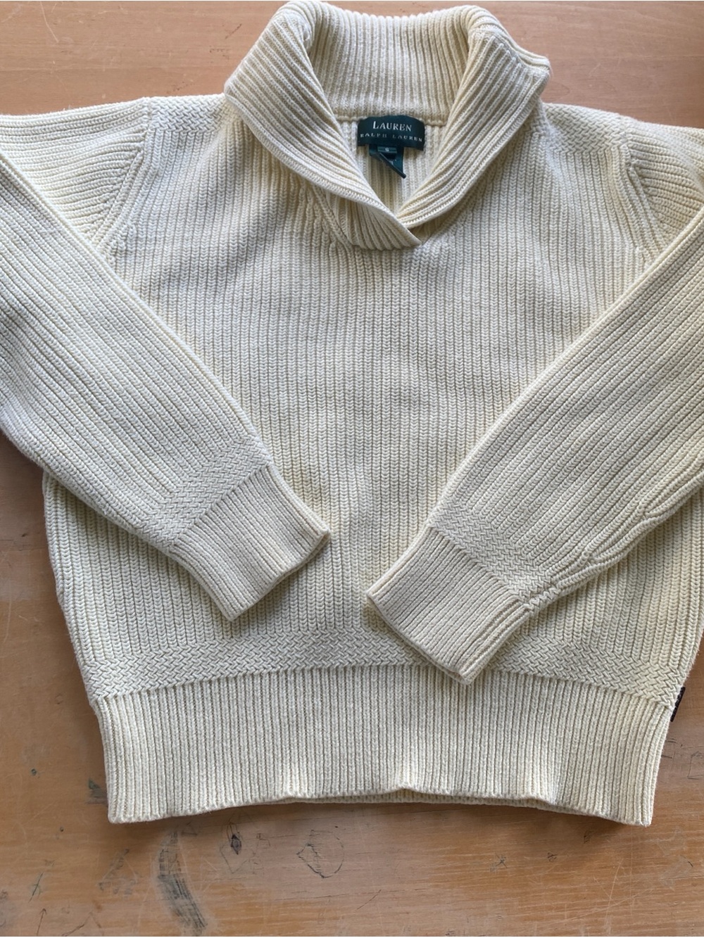 Vintage Ralph Lauren Butter Yellow 100% cotton funnel neck sweater XXS
